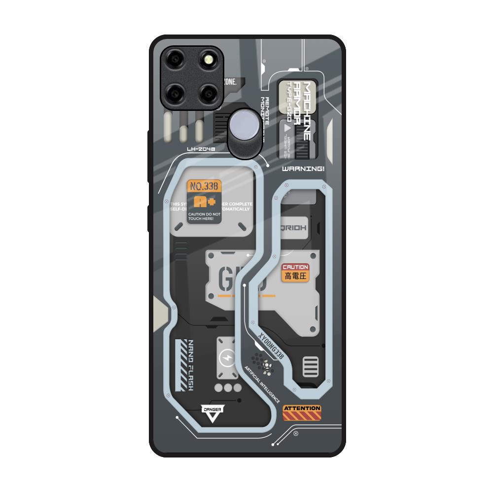 Retro Futuristic Realme C12 Glass Back Cover Online
