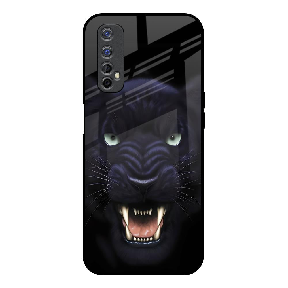 Angry Black Leopard Realme 7 Glass Back Cover Online