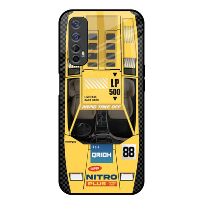 Yellow Racing Car Realme Narzo 20 Pro Glass Back Cover Online