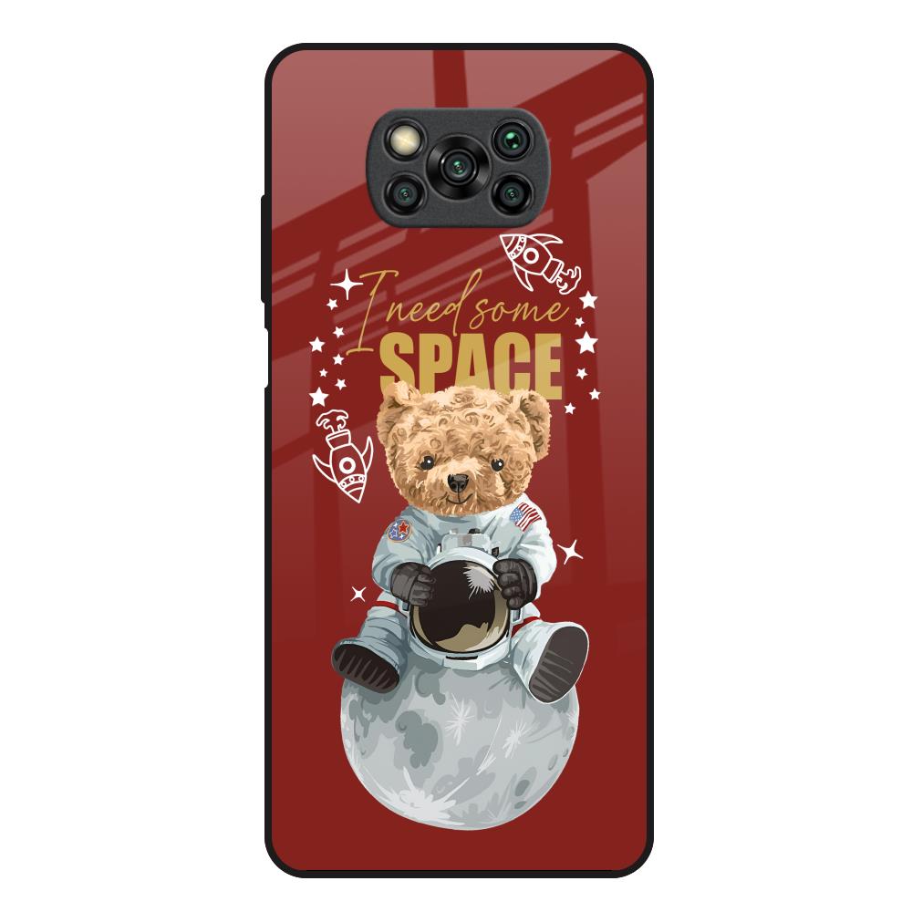 Astronaut Bear Poco X3 Glass Back Cover Online