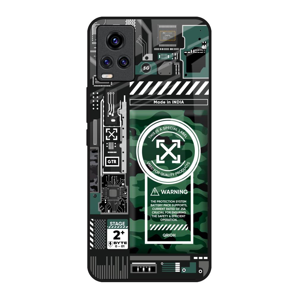 Green Camo Circuit Vivo V20 Glass Back Cover Online