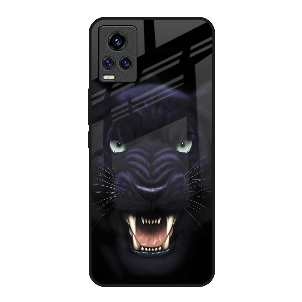 Angry Black Leopard Vivo V20 Glass Back Cover Online