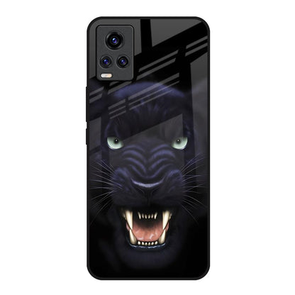 Angry Black Leopard Vivo V20 Glass Back Cover Online