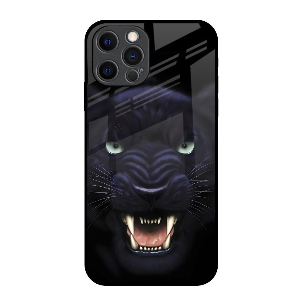 Angry Black Leopard iPhone 12 Pro Glass Back Cover Online