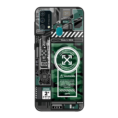 Green Camo Circuit Samsung Galaxy F41 Glass Back Cover Online