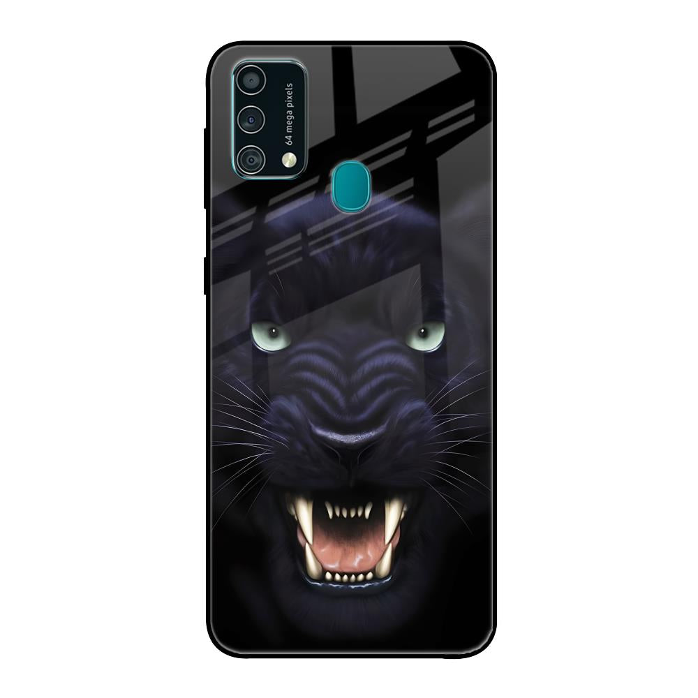 Angry Black Leopard Samsung Galaxy F41 Glass Back Cover Online