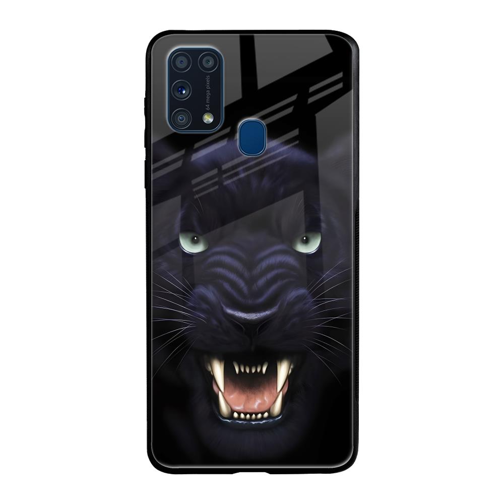 Angry Black Leopard Samsung Galaxy M31 Prime Glass Back Cover Online