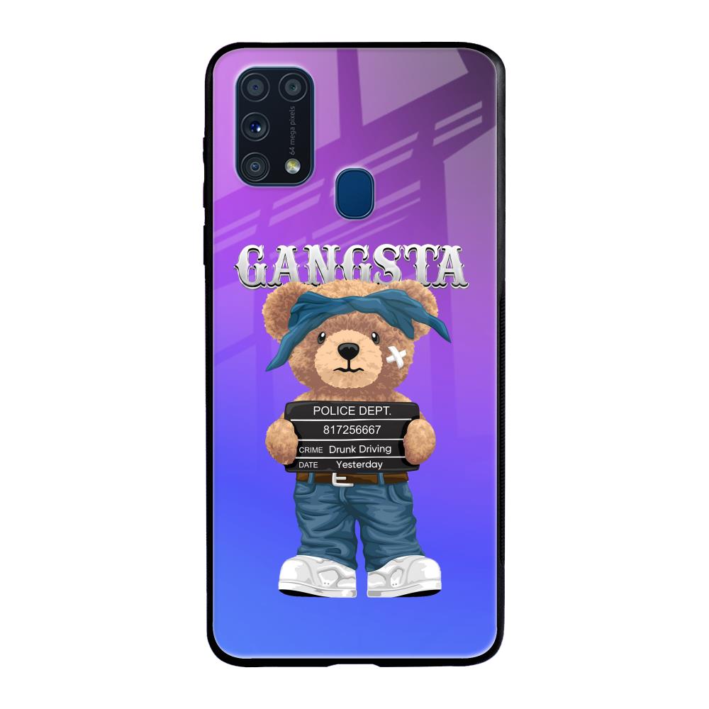 Gangsta Bear Samsung Galaxy M31 Prime Glass Back Cover Online