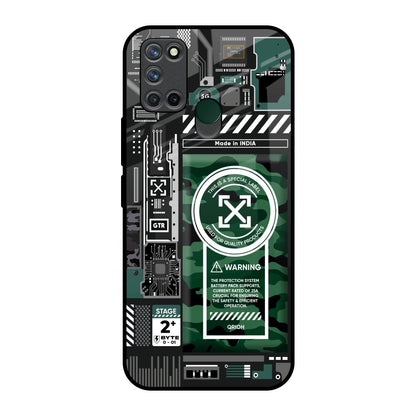 Green Camo Circuit Realme 7i Glass Back Cover Online