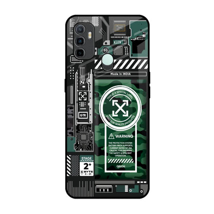 Green Camo Circuit Oppo A33 Glass Back Cover Online