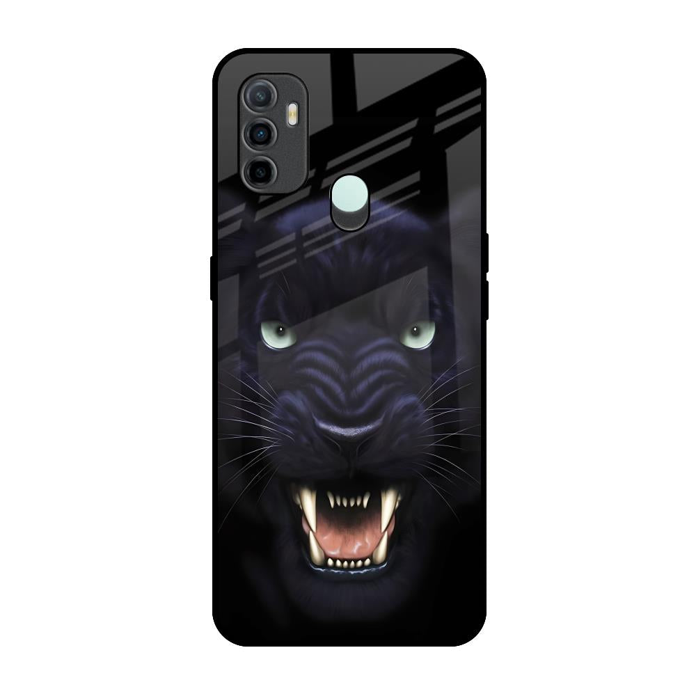 Angry Black Leopard Oppo A33 Glass Back Cover Online