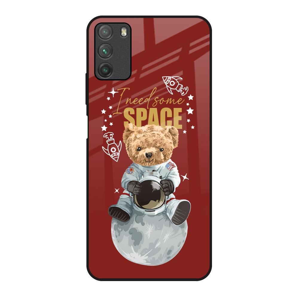 Astronaut Bear Poco M3 Glass Back Cover Online