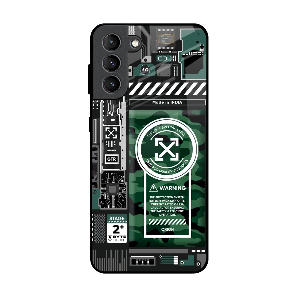 Green Camo Circuit Samsung Galaxy S21 Plus Glass Back Cover Online