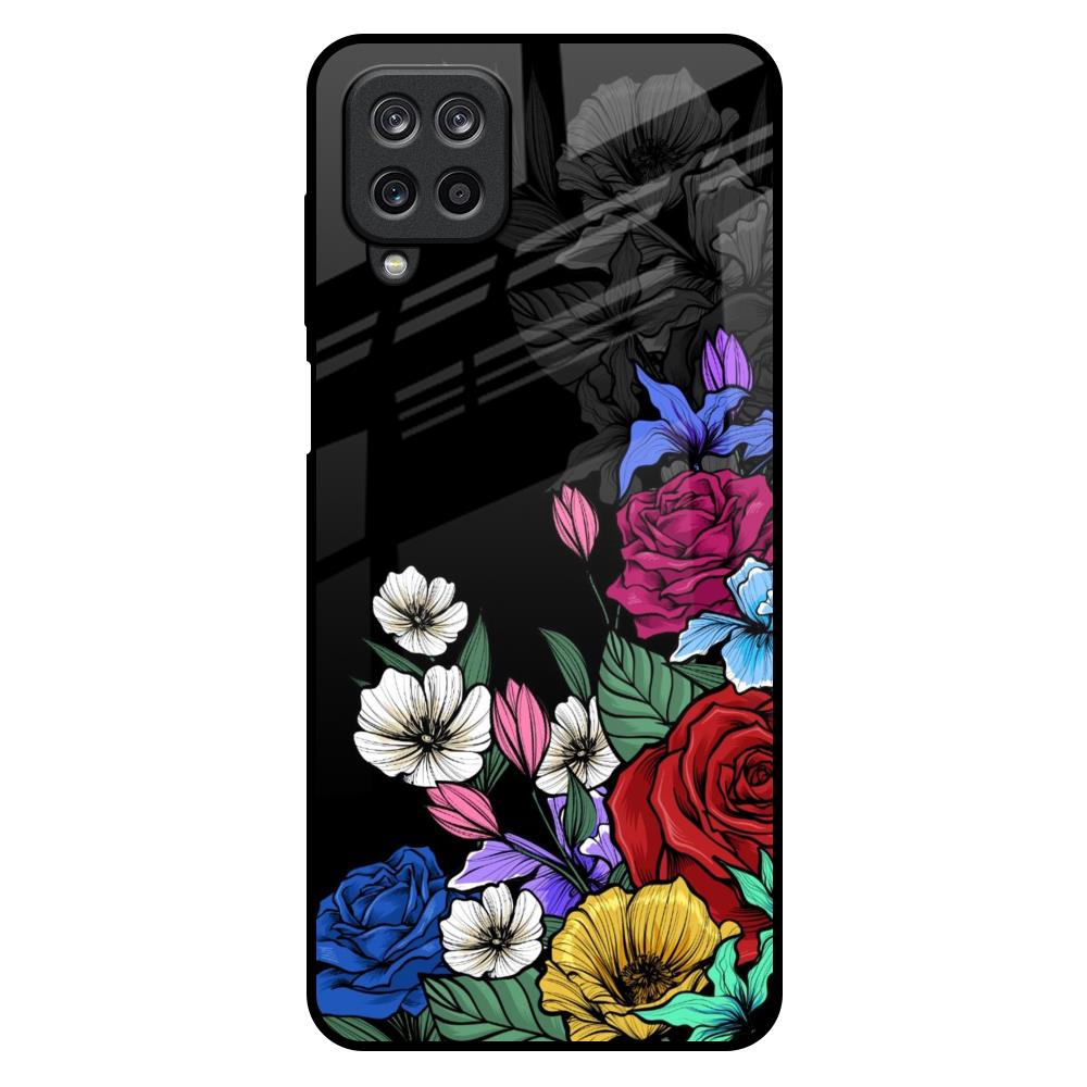 Rose Flower Bunch Art Samsung Galaxy M12 Glass Back Cover Online