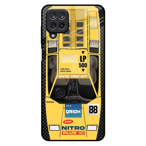 Yellow Racing Car Samsung Galaxy M12 Glass Back Cover Online