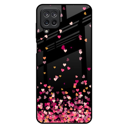 Heart Rain Fall Samsung Galaxy M12 Glass Back Cover Online
