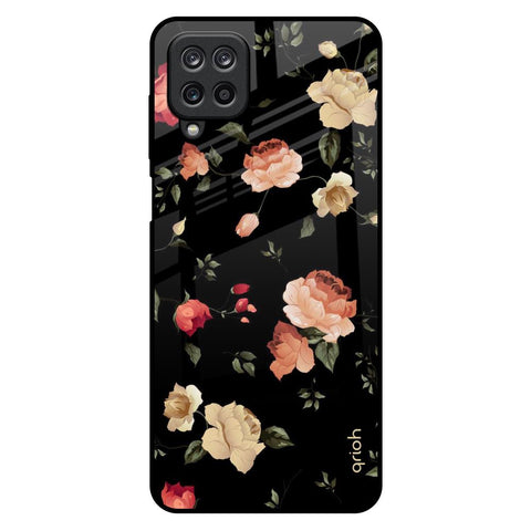 Black Spring Floral Samsung Galaxy M12 Glass Back Cover Online