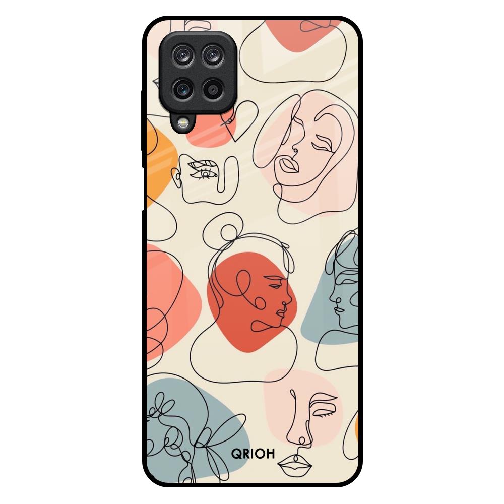 Abstract Faces Samsung Galaxy M12 Glass Back Cover Online
