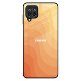Orange Curve Pattern Samsung Galaxy M12 Glass Back Cover Online