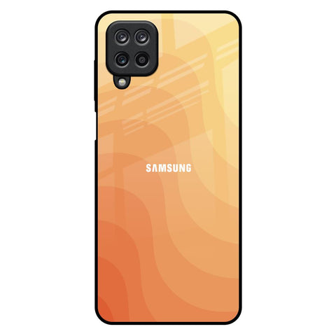 Orange Curve Pattern Samsung Galaxy M12 Glass Back Cover Online