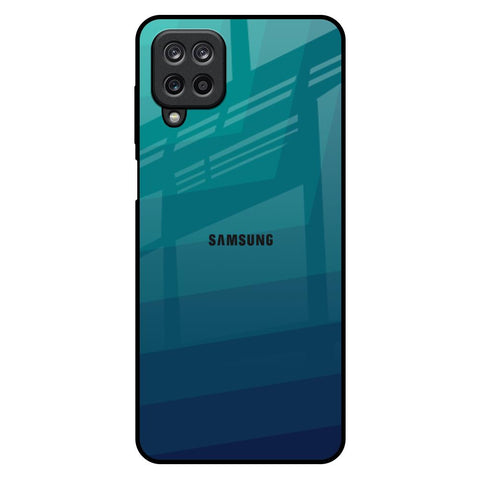 Green Triangle Pattern Samsung Galaxy M12 Glass Back Cover Online