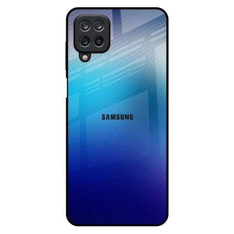 Blue Rhombus Pattern Samsung Galaxy M12 Glass Back Cover Online