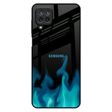Teal Flames Samsung Galaxy M12 Glass Back Cover Online