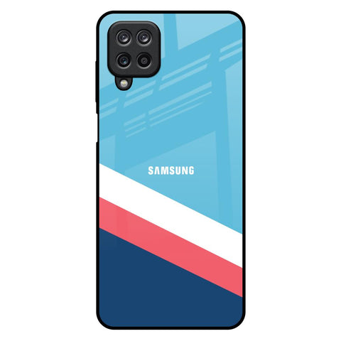 Pink & White Stripes Samsung Galaxy M12 Glass Back Cover Online