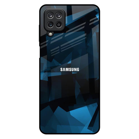 Polygonal Blue Box Samsung Galaxy M12 Glass Back Cover Online