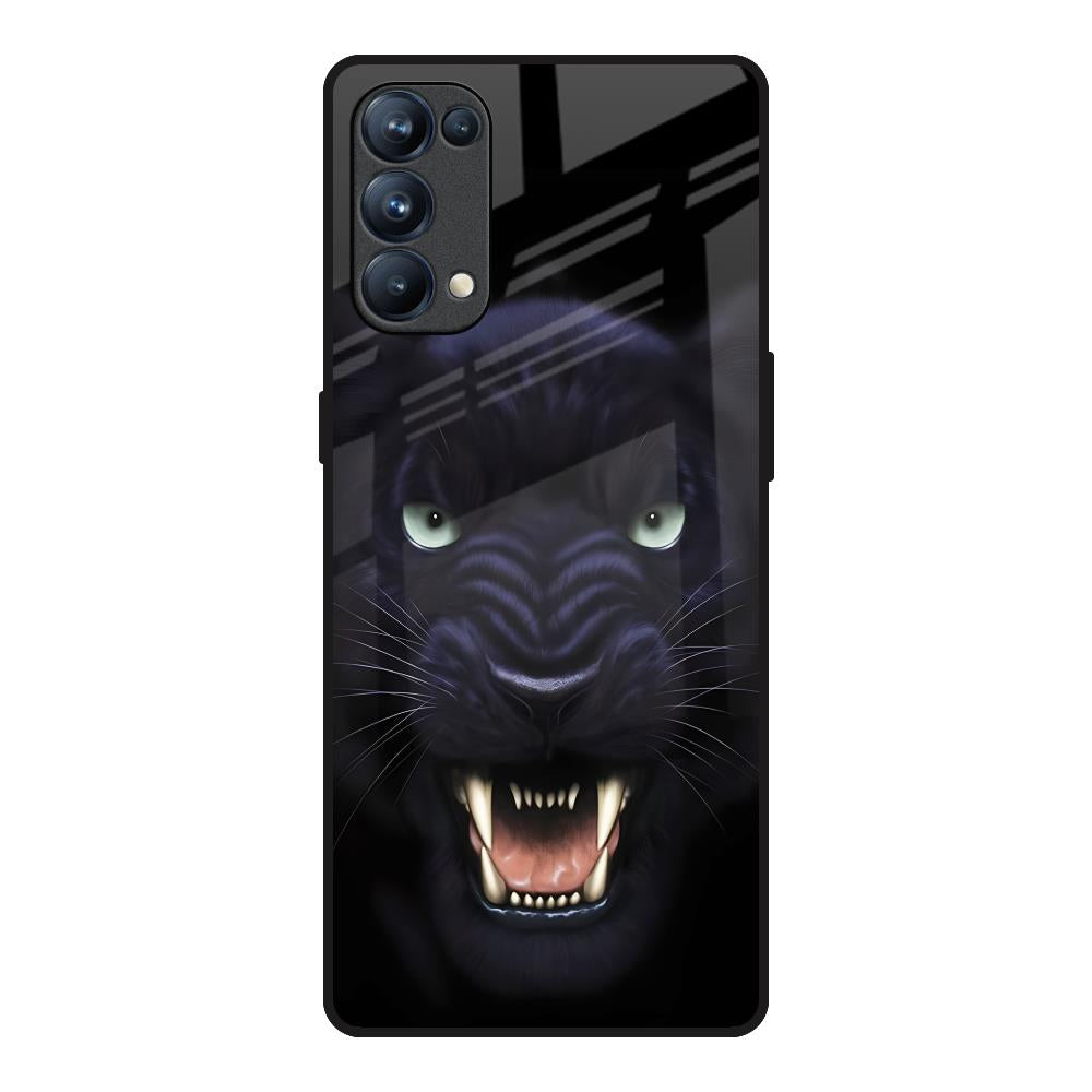 Angry Black Leopard Oppo Reno5 Pro Glass Back Cover Online