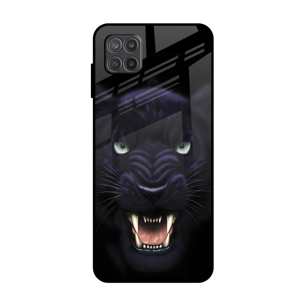 Angry Black Leopard Samsung Galaxy A12 Glass Back Cover Online