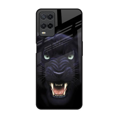 Angry Black Leopard Realme 8 Glass Back Cover Online