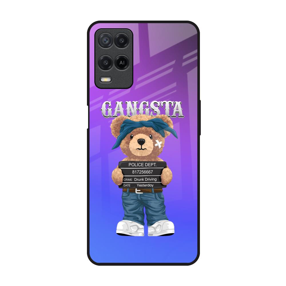 Gangsta Bear Realme 8 Glass Back Cover Online
