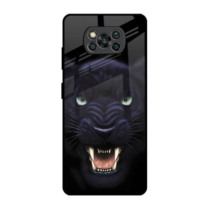 Angry Black Leopard Poco X3 Pro Glass Back Cover Online