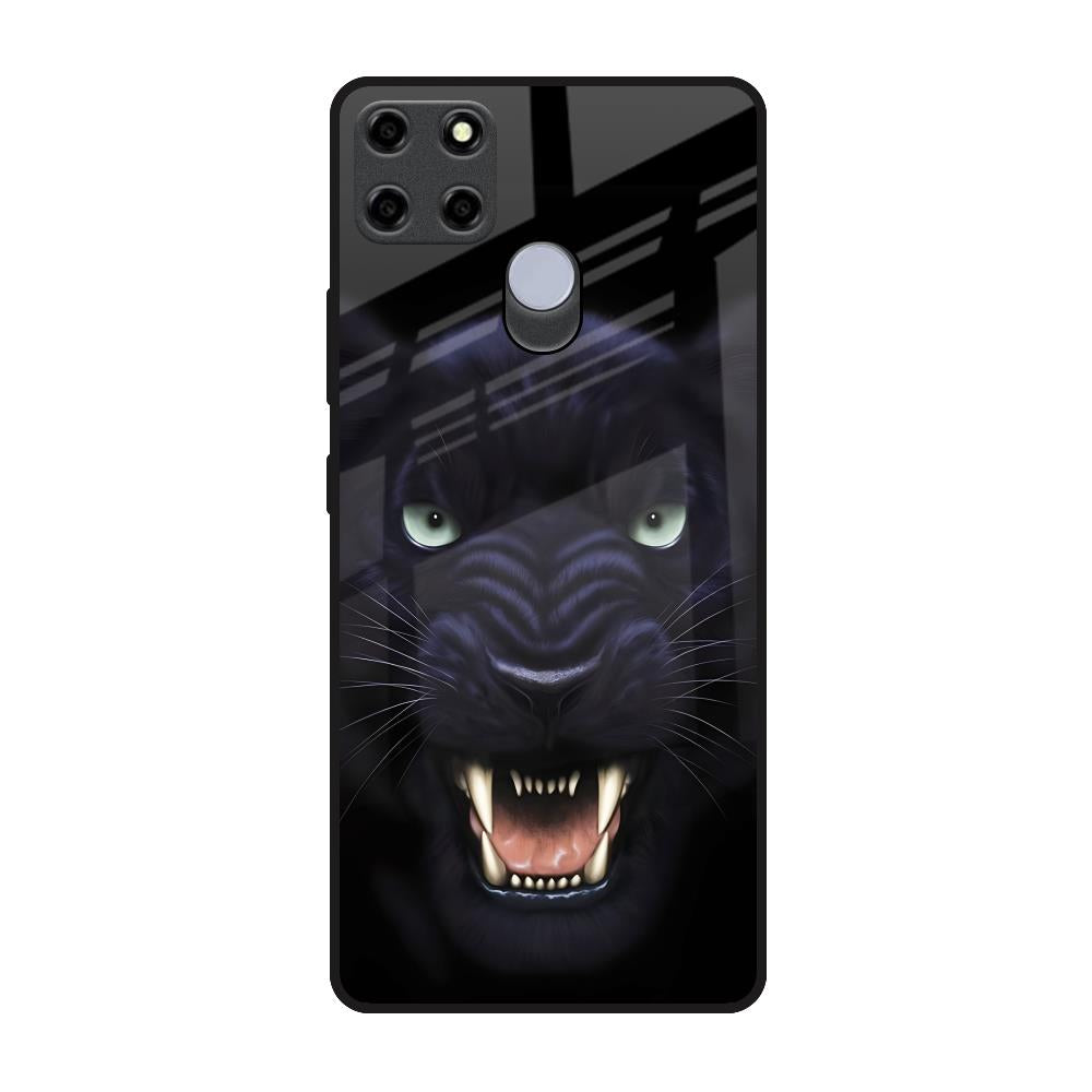 Angry Black Leopard Realme C25 Glass Back Cover Online