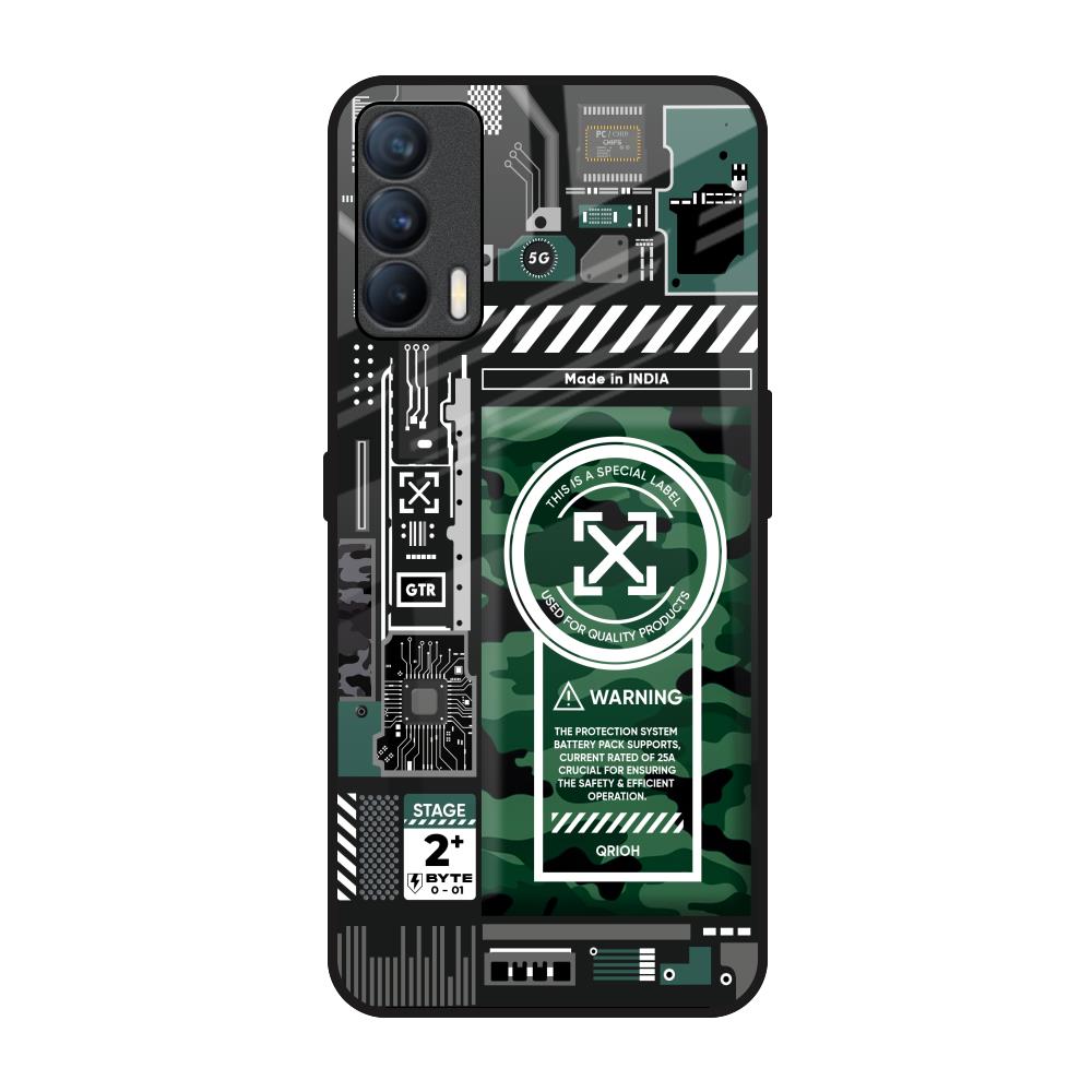 Green Camo Circuit Realme X7 Glass Back Cover Online