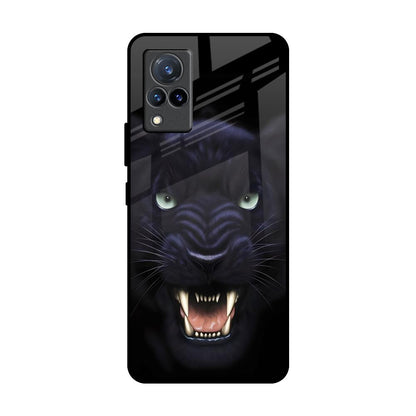 Angry Black Leopard Vivo V21 Glass Back Cover Online