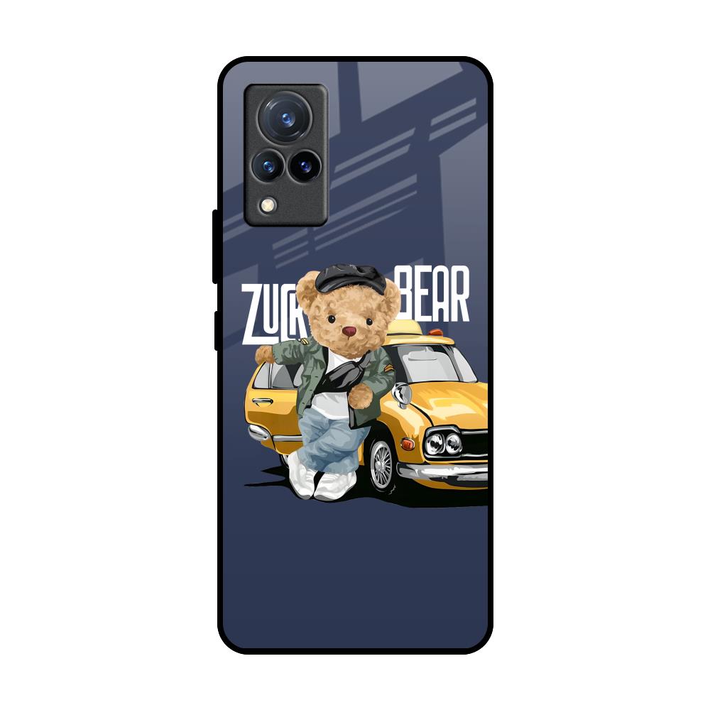 Adventurous Bear Vivo V21 Glass Back Cover Online
