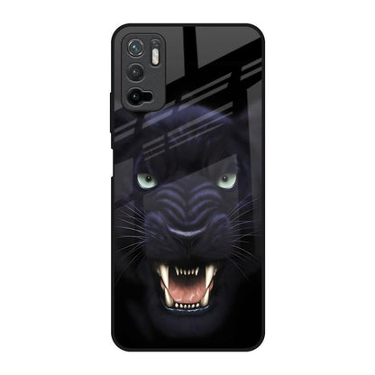 Angry Black Leopard Poco M3 Pro Glass Back Cover Online