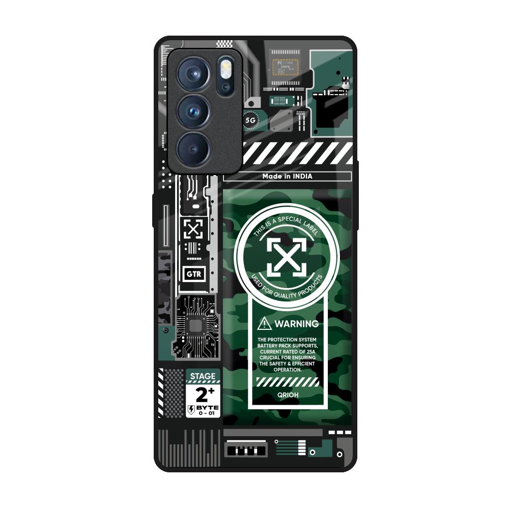 Green Camo Circuit Oppo Reno6 Pro Glass Back Cover Online
