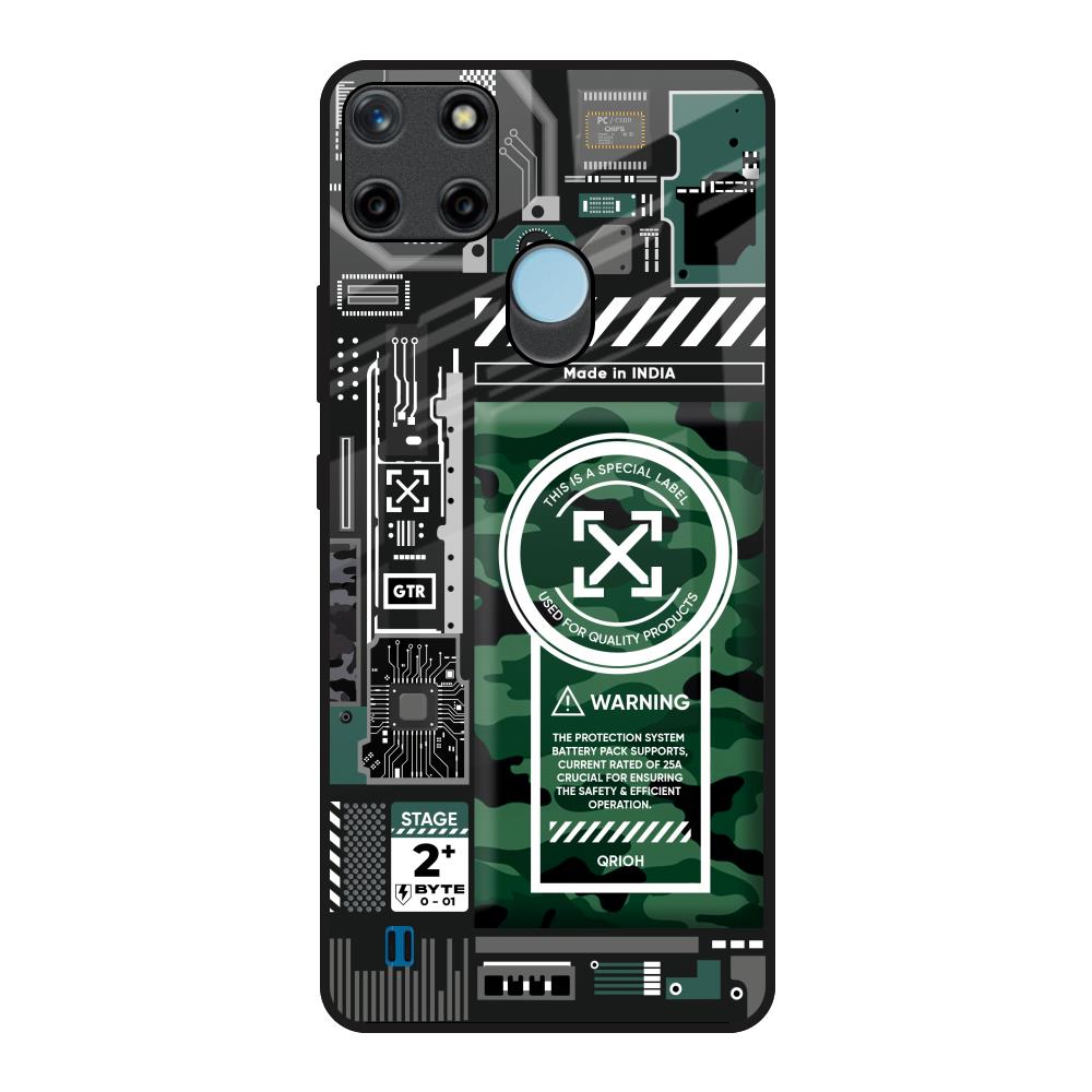 Green Camo Circuit Realme C21Y Glass Back Cover Online