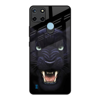 Angry Black Leopard Realme C21Y Glass Back Cover Online