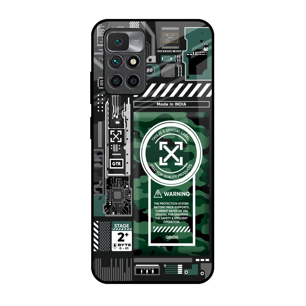 Green Camo Circuit Redmi 10 Prime Glass Back Cover Online
