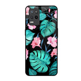 Tropical Leaves & Pink Flowers Realme 8s 5G Glass Back Cover Online