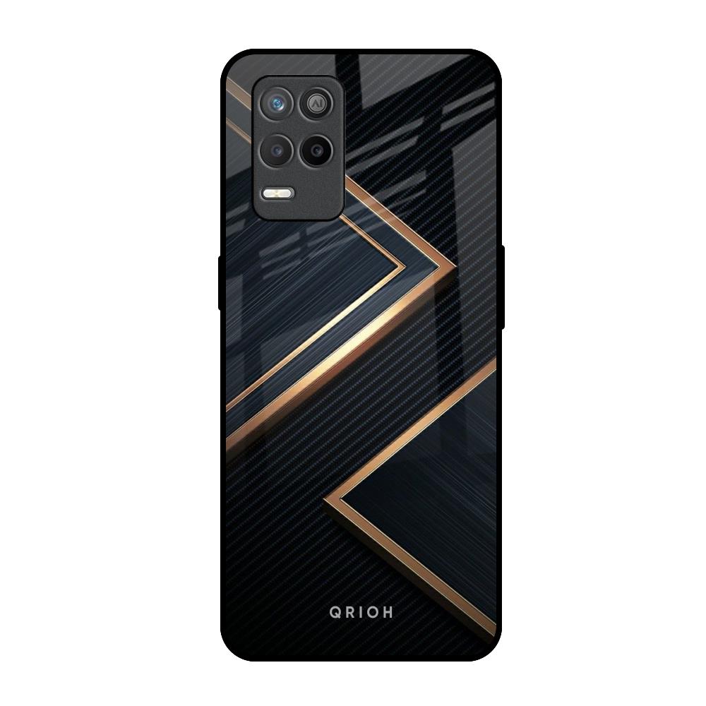 Sleek Golden & Navy Realme 8s 5G Glass Back Cover Online