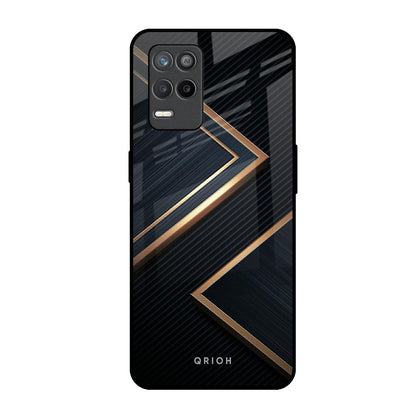 Sleek Golden & Navy Realme 8s 5G Glass Back Cover Online