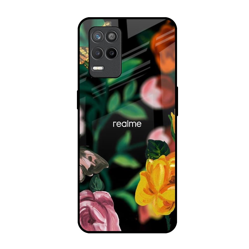 Flowers & Butterfly Realme 8s 5G Glass Back Cover Online