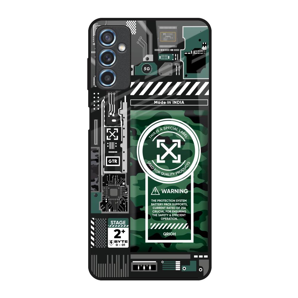 Green Camo Circuit Samsung Galaxy M52 5G Glass Back Cover Online