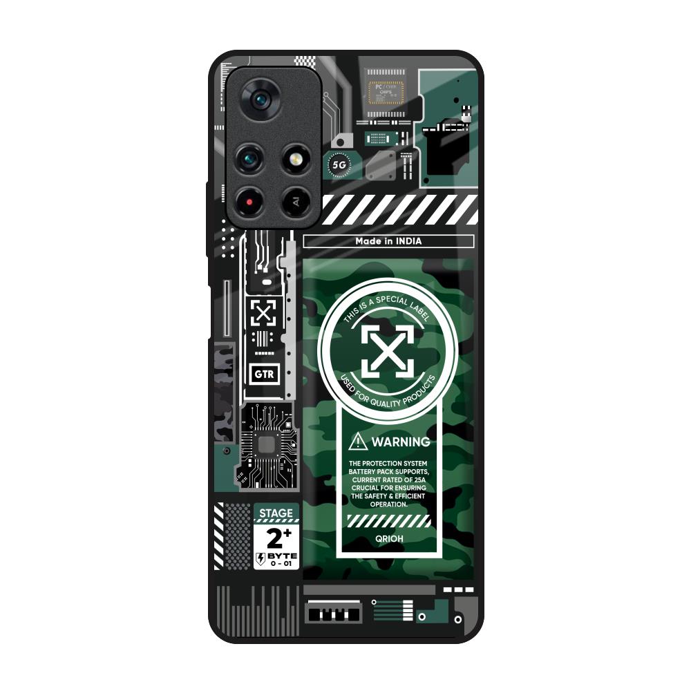 Green Camo Circuit Redmi Note 11T 5G Glass Back Cover Online