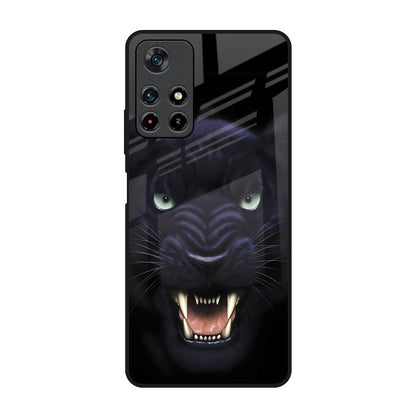 Angry Black Leopard Redmi Note 11T 5G Glass Back Cover Online